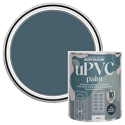 Image of Rust Oleum Blue uPVC Door and Window Paint in Matt Finish Blueprint 750ml