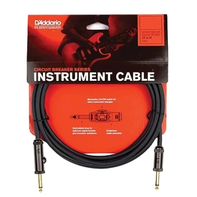 Image of D’Addario Accessories Custom Series Circuit Breaker Guitar Cable Momentary Kill Switch Instrument with ¼ Inch Ends On/Off for Silent Changes Straight, 15 feet