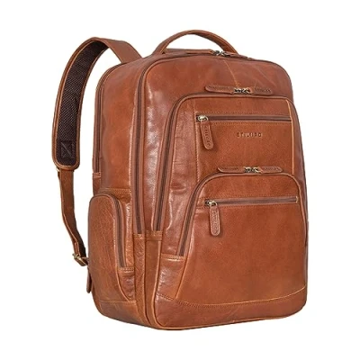 Image of STILORD &#039;Igor&#039; Leather Backpack Large Men and Women Laptop 18 Inches Business Travel Teachers Bag, Colour:maraska Brown