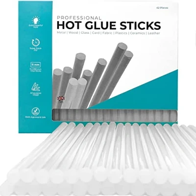Image of Professional Hot Glue Sticks by Smith’s® 11mm x 200mm 42 Pack Grade A+ Clear Gun Refills Environmentally Safe EVA Resin RoHS Certified Fits 99.9% of Guns Perfect for Most Uses