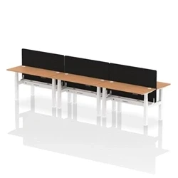 Image of Air B2B 1400x600mm Adjustable 6P Bench Desk CP Oak/White + Screen