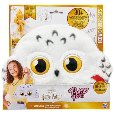 Image of Wizarding World Harry Potter, Hedwig Purse Pets Interactive Pet Toy and Shoulder Bag, over 30 Sounds Reactions, Kids’ Toys for Girls Ages 6 up