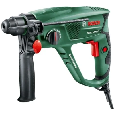 Image of Bosch PBH 2100 RE Rotary Hammer, 230V, 550W, Green, SDS Plus, Hammer Drill, Heavy Duty Construction, 3.8kg