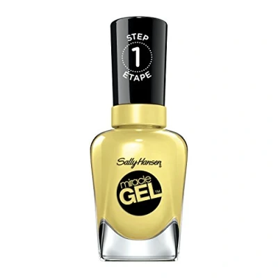 Image of Sally Hansen Miracle Gel Nail Polish, 390 Lemon Heaven, a Dusky Yellow, 14.7 ml