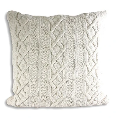 Image of Paoletti Aran Cushion Cover, Cotton, Cream, 55 x 55cm (22&quot; 22&quot;)