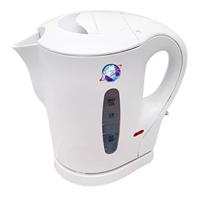 Image of 1L Litre Electric Cordless Kitchen Kettle Caravan Travel Hot Water Jug Overheat Thermostat 900W White by Crystals®