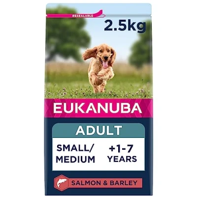 Image of Eukanuba Complete Dry Dog Food for Adult Small and Medium Breeds with Salmon Barley 2.5 kg