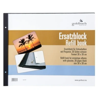 Image of Goldbuch 83077 Refill for Photo Album, Black Pages with Pergamine Dividers 30 x 38 cm