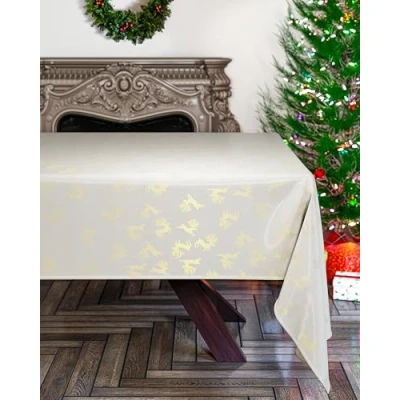 Image of Emma Barclay Reindeer Table Cloth in Cream 70x108 (178x274cm)