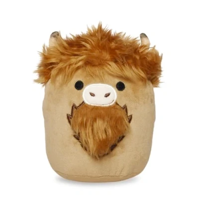 Image of Living Nature Small Squish Highland Cow Brown Plush Toy Cute Scottish Gifts Soft Gift for Kids Naturli Eco Friendly 15cm