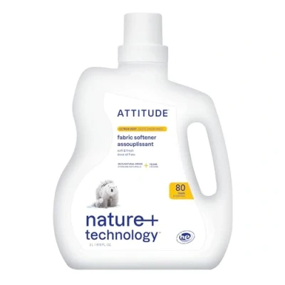 Image of ATTITUDE Laundry Fabric Softener Liquid, Vegan and Naturally Derived Detergent, Plant Based, HE Washing Machine Compatible, Citrus Zest, 80 Loads, 2 Liters