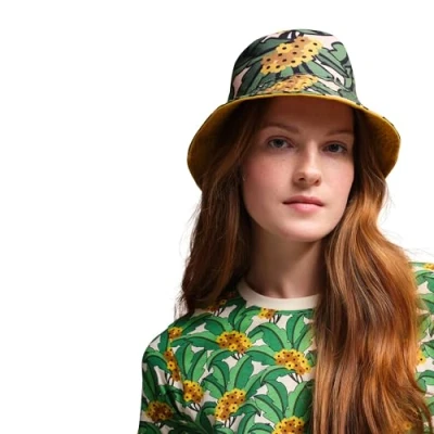 Image of Regatta Womend Orla Kiely Reversible Bucket Hat Green Tropical L/XL