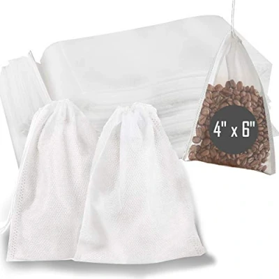 Image of 200 Pcs Disposable Tea Filter Bags SafeNatural Cotton Muslin Material Empty with Drawstring, Loose Leaf Strainer, Bag Infuser (4&#039;&#039; x 6&#039;&#039; 10 15cm)