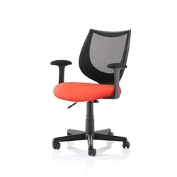 Image of Camden Black Mesh Chair in Bespoke Seat Tabasco Orange
