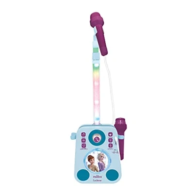Image of Lexibook K140FZ Disney Frozen Elsa Musical Lighting Speaker with 2 Microphones, Demo Songs, MP3 Plug, Blue/Purple