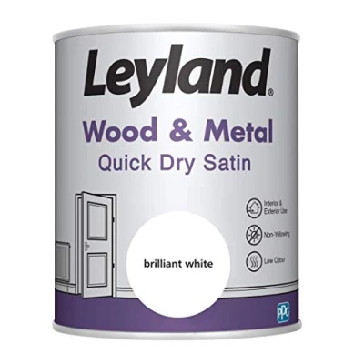 Image of Leyland Wood &amp; Metal Quick Dry Satin, Brilliant White, 750ml