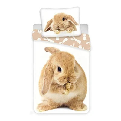 Image of Brown Bunny Rabbit Duvet Cover 100% Cotton