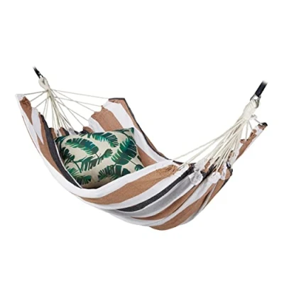 Image of Relaxdays Hammock, XXL Hanging Mat for 2 Adults, Portable, in &amp; Outdoor, Made of Cotton, 150x272 cm, Multi Coloured