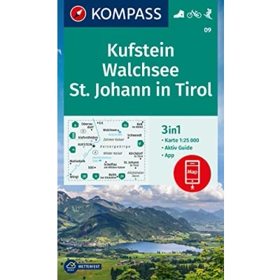 Image of 09 KUFSTEIN WALCHSEE ST JOHANN in TIROL: 3in1 Wanderkarte mit Aktiv Guide inklusive Karte zur offline Verwendung der KOMPASS App. Fahrradfahren. Skitouren.
