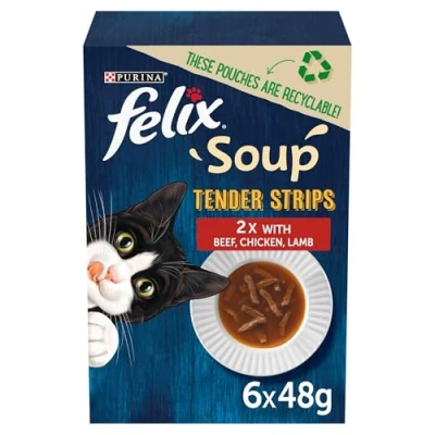 Image of Felix Soup Cat Food Tender Strips Farm Selection Food, 6x48g, Pack of 8