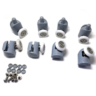 Image of Shower Door Rollers, Set of 8 Single Runners/Wheels / Pulleys/Guides 22mm Diameter Home Bathroom DIY Replacement Parts(4 upper rollers and 4 bottom rollers)