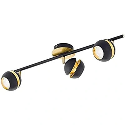 Image of EGLO Black and gold 3 bulb Nocito LED ceiling lamp