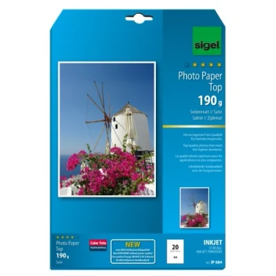 Image of SIGEL IP684 InkJet Top Photo Paper, satin, White, 190 gsm, A4, 20 sheets