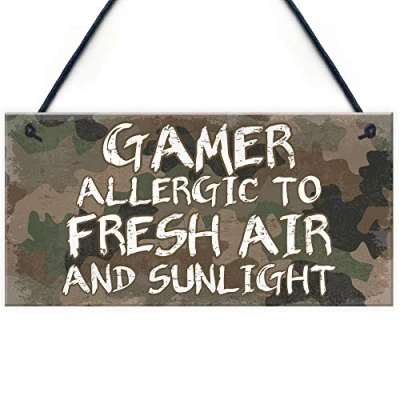 Image of RED OCEAN Gaming Room Sign Gamer Gift Funny Son Dad Man Cave Bedroom Door
