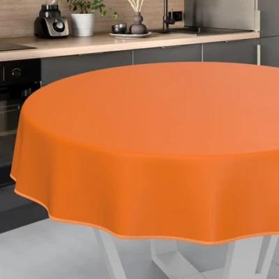 Image of ANRO Oilcloth Tablecloth, Washable, Oilcloth, Garden Outdoor, Indoor, Round, 140 cm with Hem, Orange