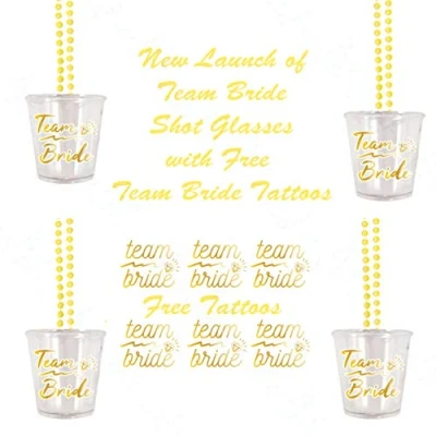 Image of 12 Team Bride Hen Shot Glasses with Free Tattoos Ideal for Any Party/Shot Glass