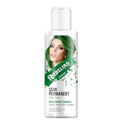Image of Rebellious Colours 100% Vegan Semi Permanent Hair Dye Colour 100ml (Voodoo Green)