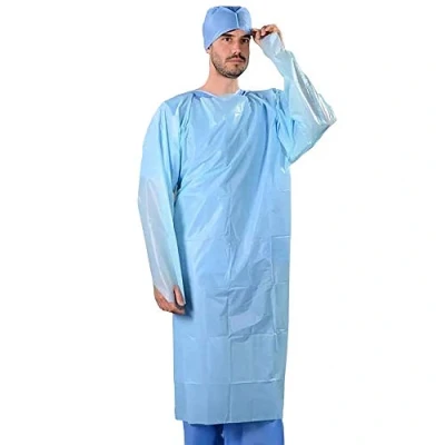 Image of Long Sleeve Disposable Polythene Isolation Gowns 23 Micron, Box of 200