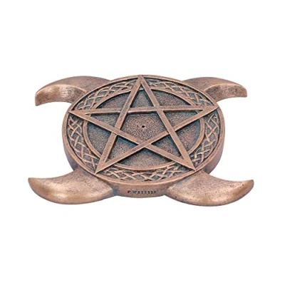 Image of Nemesis Now Triple Moon Pentacle Incense Burner 15.5cm, Bronze