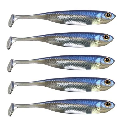 Image of QualyQualy Soft Plastic Lures Paddle Tail Swimbaits Minnow Shad Bait Dropshot Lure Pike Fishing Perch Trout Bass 8cm 6Pcs