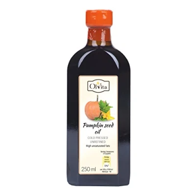 Image of Raw Pumpkin Seed Oil, Unrefined, Cold Pressed and Crude, Ol&#039;Vita 250 ml