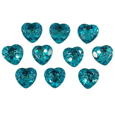 Image of Acrylic Crystal Effect Heart Shape Buttons 16mm Pack of 10 (Turquoise)
