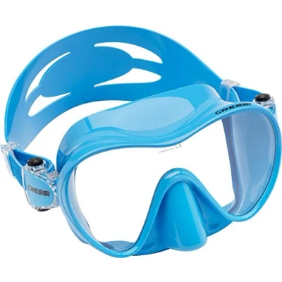 Image of Cressi F1 Mask Frameless Diving Made in sof Silicone for Ensure Comfort and Perfect Seal, Blue, Small