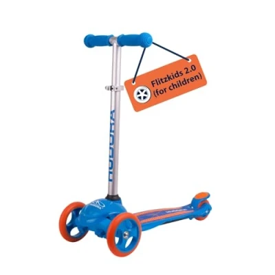 Image of HUDORA scooter Flitzkids 2.0 Sturdy children&#039;s with large footboard Height adjustable &amp; transportable mini tricycle for up to 50kg Aluminium children