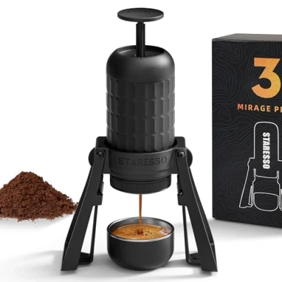 Image of STARESSO Plus Portable Coffee Maker, Professional Travel Stainless Steel Pump 20Bar Pressure, 180ml Water Tank, Manual Espresso Machine for Traveling Camping Office Home