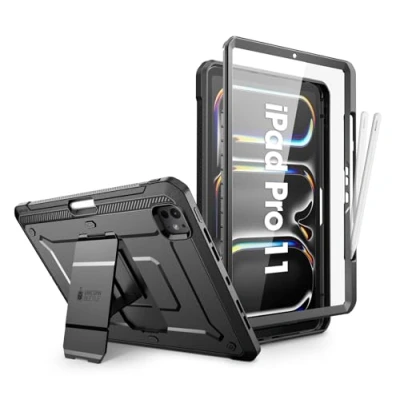 Image of SUPCASE for iPad Pro 11 Inch Case M4 2024 5th Generation with Pencil Holder (Unicorn Beetle Pro), [Built in Screen Protector &amp; Stand] Full Body Rugged Cover Gen,Black