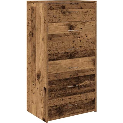 Image of vidaXL Sideboard 6 Drawer Storage Cabinet for Living Room/Bedroom/Hallway Durable Old Wood, Engineered Material 50x34x96 cm