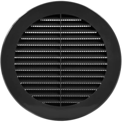 Image of Vent Systems 150 mm / 6&quot; Inch Round Soffit Cover Black Louvered Plastic Grill Grille with Screen Mesh HVAC, Ducting, Pipe Air Supply Vents for Bathroom, Kitchen