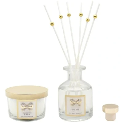 Image of Lesser &amp; Pavey Reed Diffuser Scented Candle Set Cashmere Silk Fragrance Aroma Air Freshener
