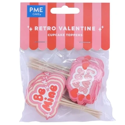 Image of PME Valentines Cupcake Toppers Retro Valentine, Set of 24