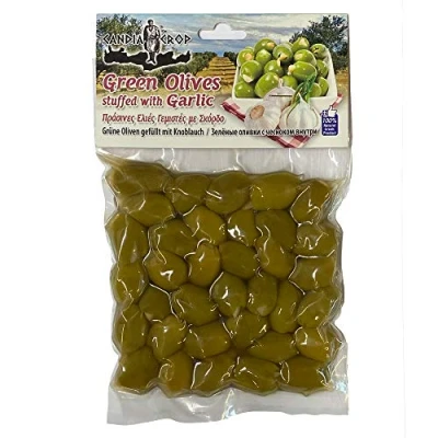 Image of Candia Crop Greek Green Olives Stuffed with Garlic, Pack of 5 x 200g (Total: 1 kg)