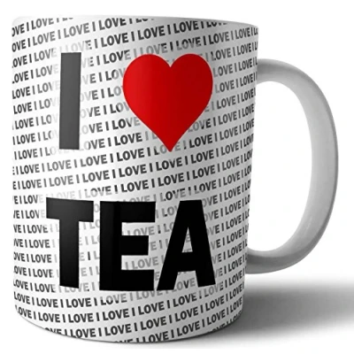 Image of AK Giftshop I Love Tea Coffee Mug Cup Birthday Christmas Gift