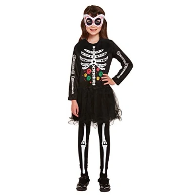 Image of Henbrandt Children&#039;s Day of the Dead Skeleton Halloween Fancy Dress Costume (Large / 10 12 Years)