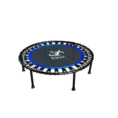 Image of VIPER 40&quot; Fitness Trampoline, Silent Rebounder Trampoline Small Gym for Indoor Fitness, Bungee Rope Design, Exercise MAX 150KG, Black/Blue