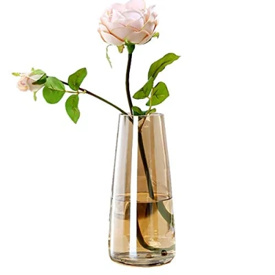 Image of Ins Modern Glass Vase Crystal Brown Flower