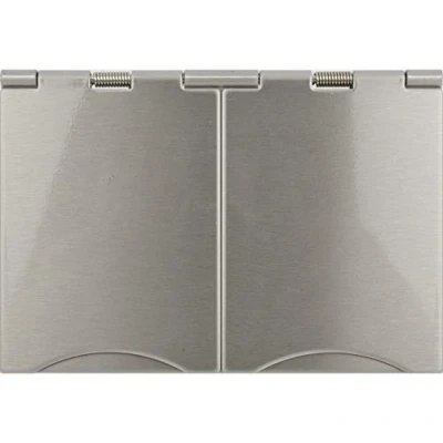 Image of Schneider Electric Ultimate Flat Plate Unswitched Double Floor Power Socket, Single Pole, 13A, GU3252WSS, Stainless Steel with White Insert